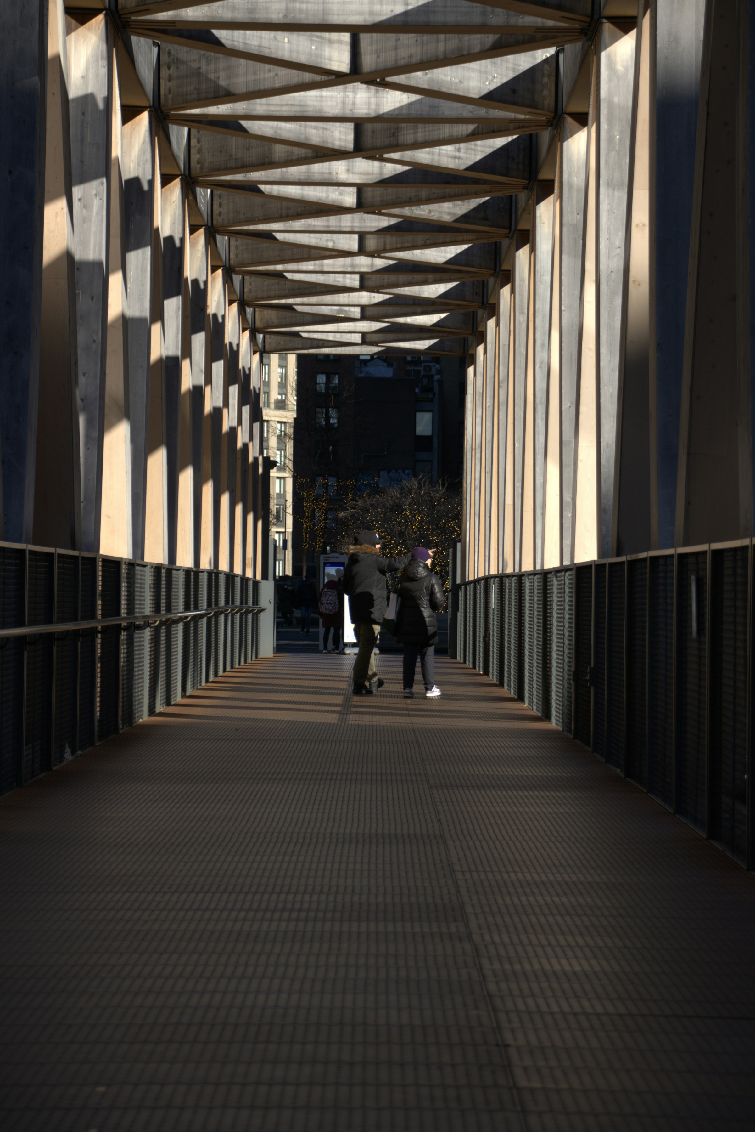 Reference image of engineered timber used in a modern pedestrian bridge